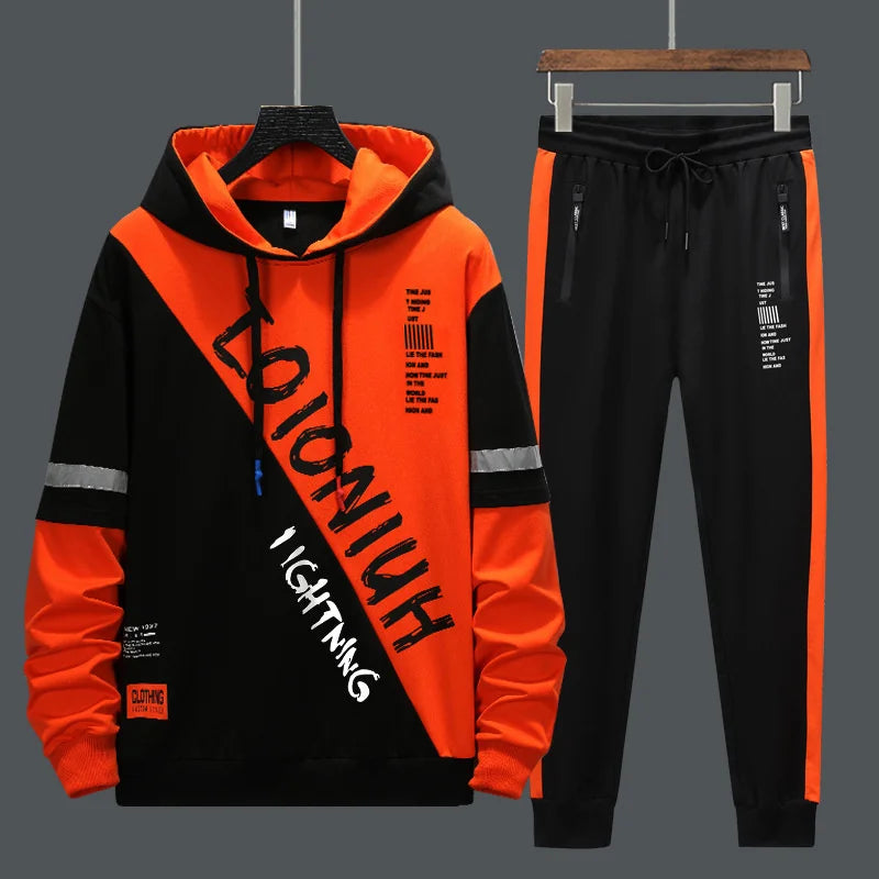 Men’s 2-Piece Tracksuit: Zipper Cardigan & Sweatpants Set