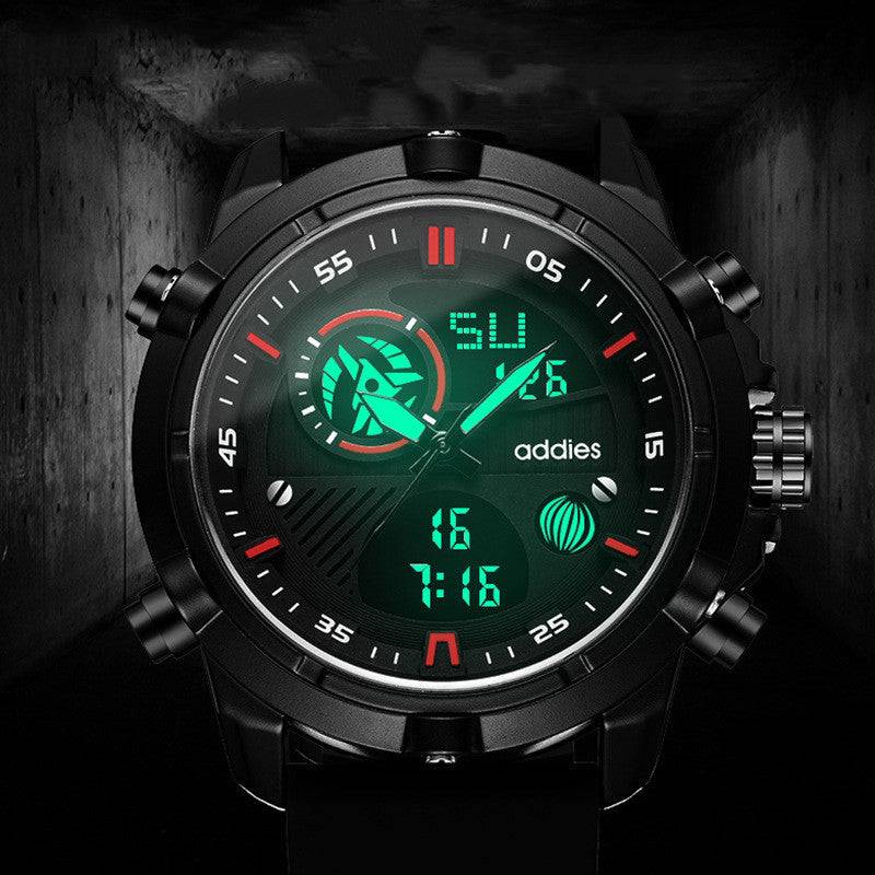 Luminous sports watch glowing in the dark