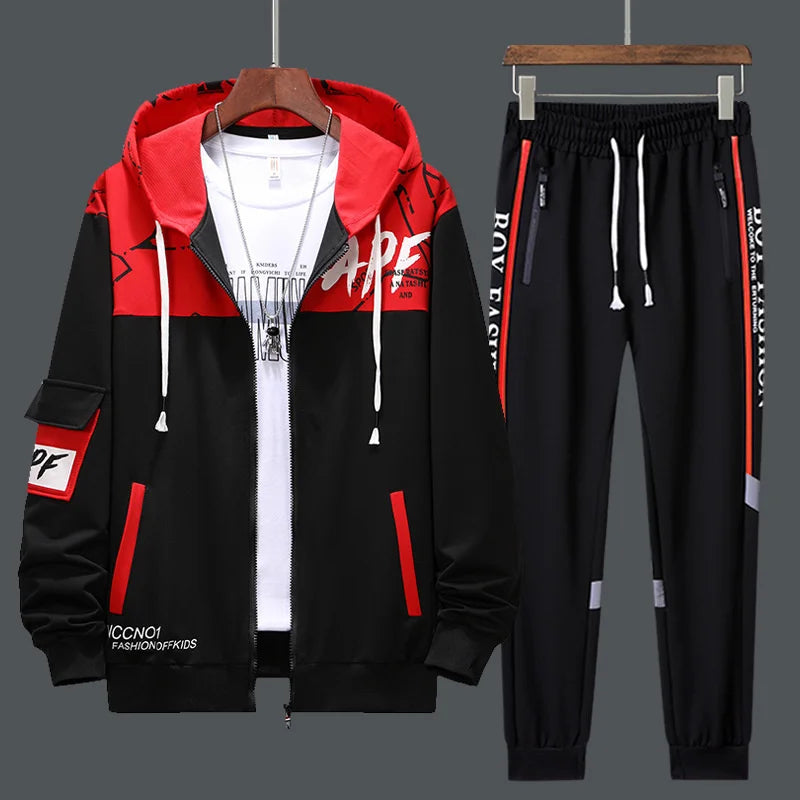 Men’s 2-Piece Tracksuit: Zipper Cardigan & Sweatpants Set