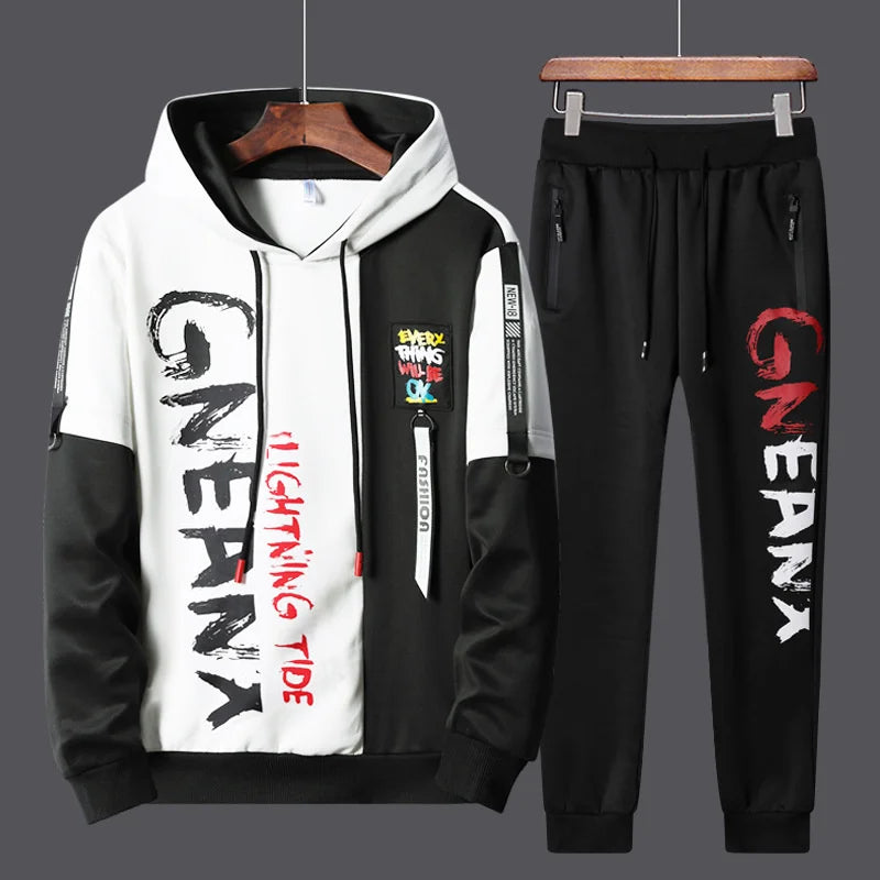 Men’s 2-Piece Tracksuit: Zipper Cardigan & Sweatpants Set