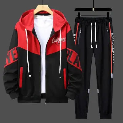 Men’s 2-Piece Tracksuit: Zipper Cardigan & Sweatpants Set