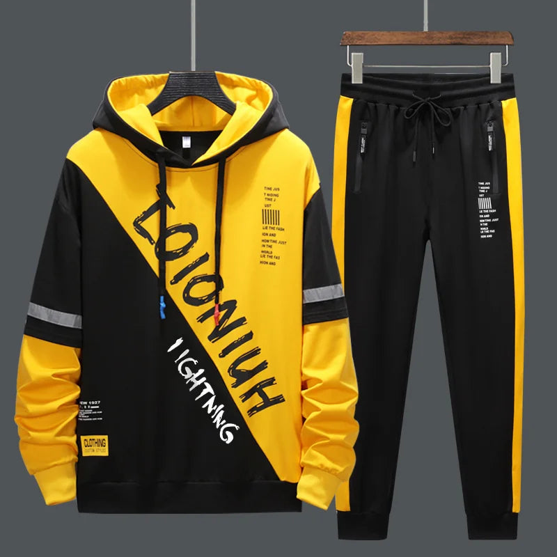 Men’s 2-Piece Tracksuit: Zipper Cardigan & Sweatpants Set