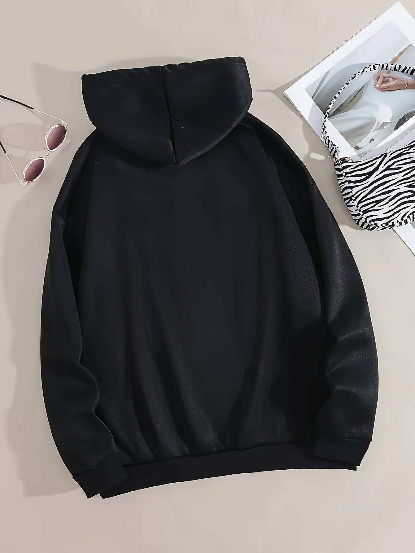 Stunning Spider Web Queen Print Hoodie - Soft Casual Long Sleeve Drawstring Hooded Sweatshirt - Women's Fashionable Clothing for Autumn and Winter - SnugFit