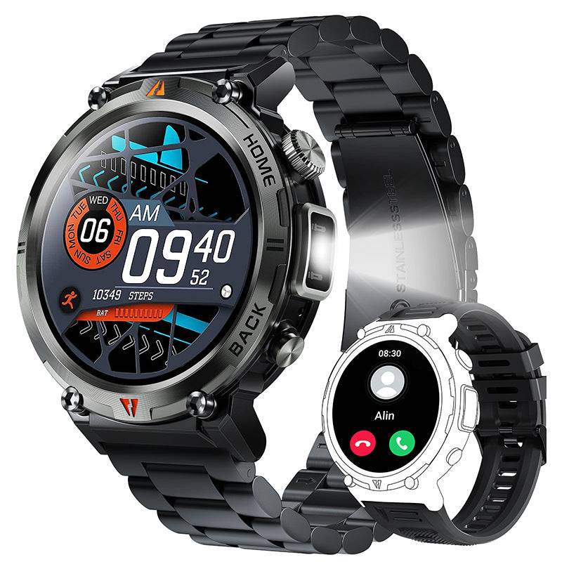 LED flashlight Bluetooth smart watch with call feature