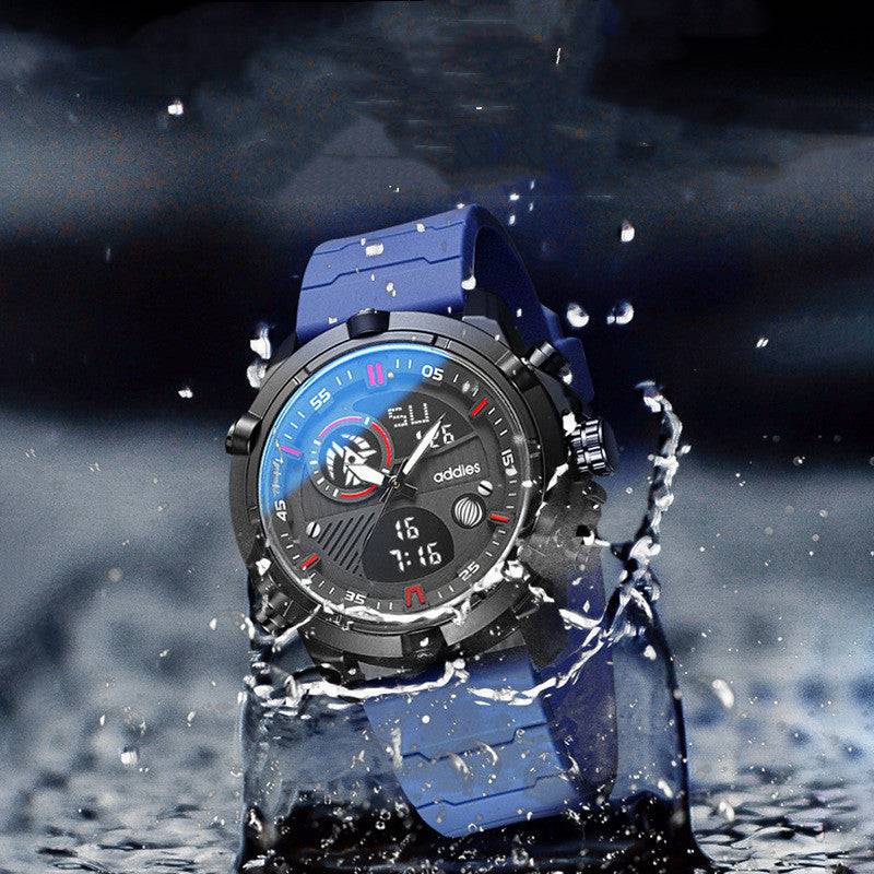 Water-resistant sports watch with blue strap