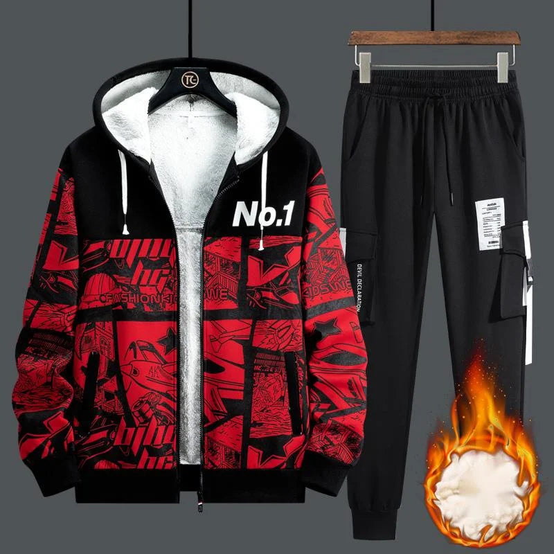 Men’s 2-Piece Tracksuit: Zipper Cardigan & Sweatpants Set