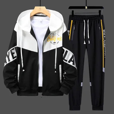 Men’s 2-Piece Tracksuit: Zipper Cardigan & Sweatpants Set