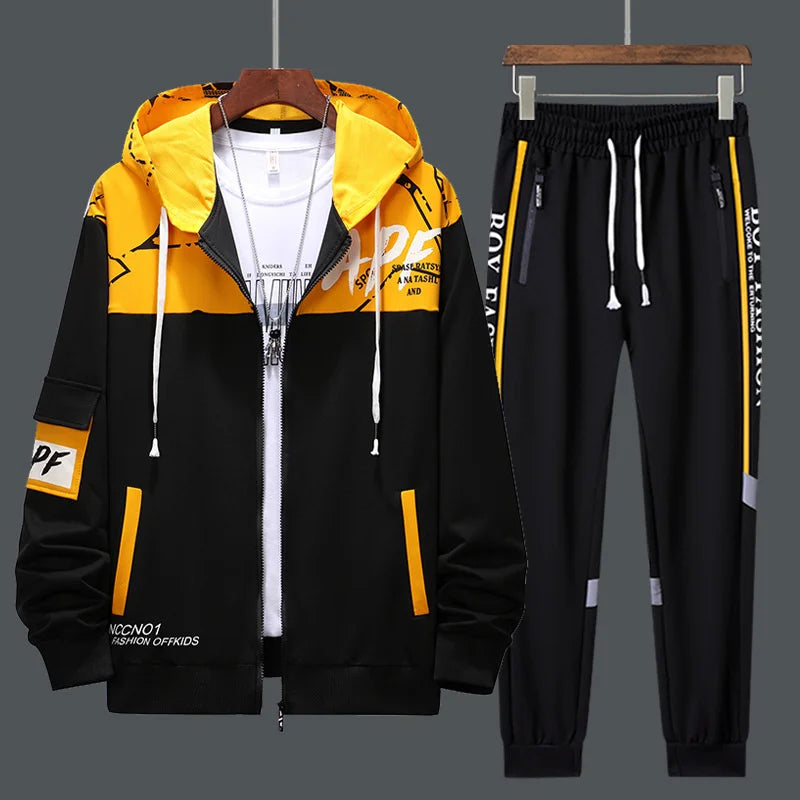 Men’s 2-Piece Tracksuit: Zipper Cardigan & Sweatpants Set