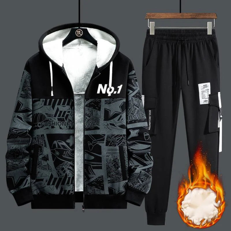 Men’s 2-Piece Tracksuit: Zipper Cardigan & Sweatpants Set